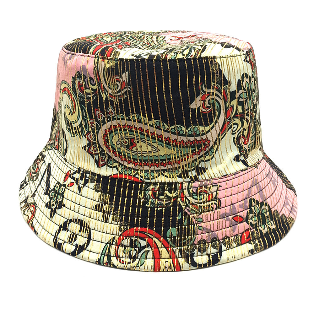Wholesale Four Seasons Geometric Cashew Nut Flower Print Double-Sided Bucket Hat