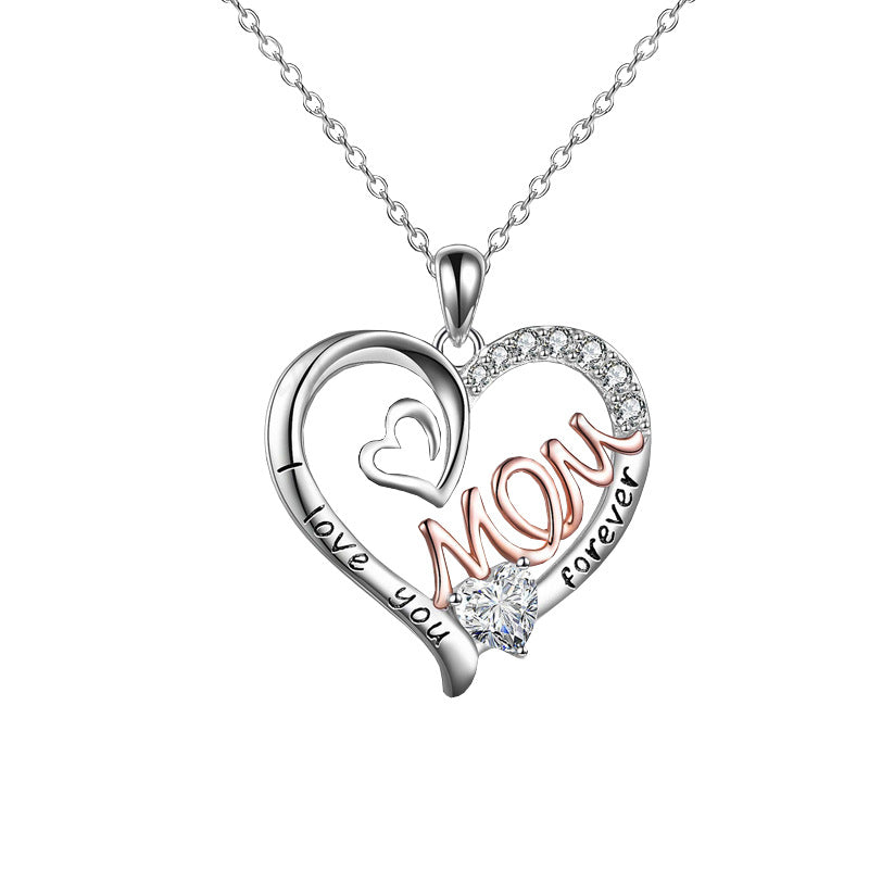 Wholesale Heart Shape MOM Diamond Mother's Day Necklace ACC-NE-XunOu001