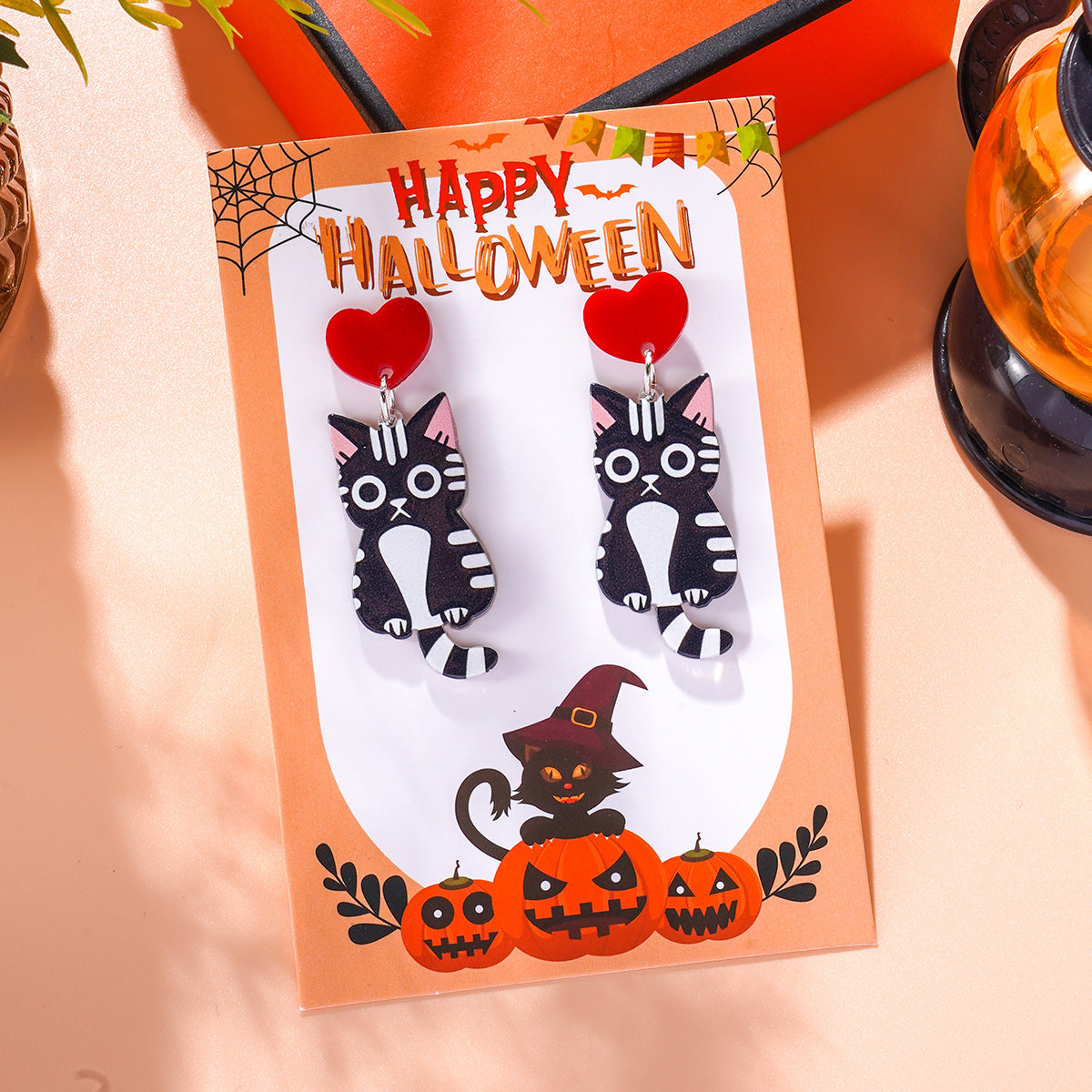 Wholesale Halloween Acrylic Cat Earrings ACC-ES-Ditong002