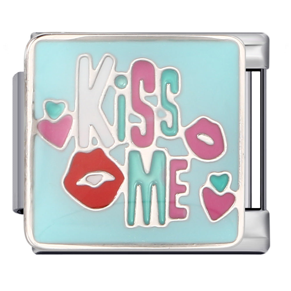 Wholesale Italian Module Bracelet Titanium Steel Welding Oil Dropping DIY Charms