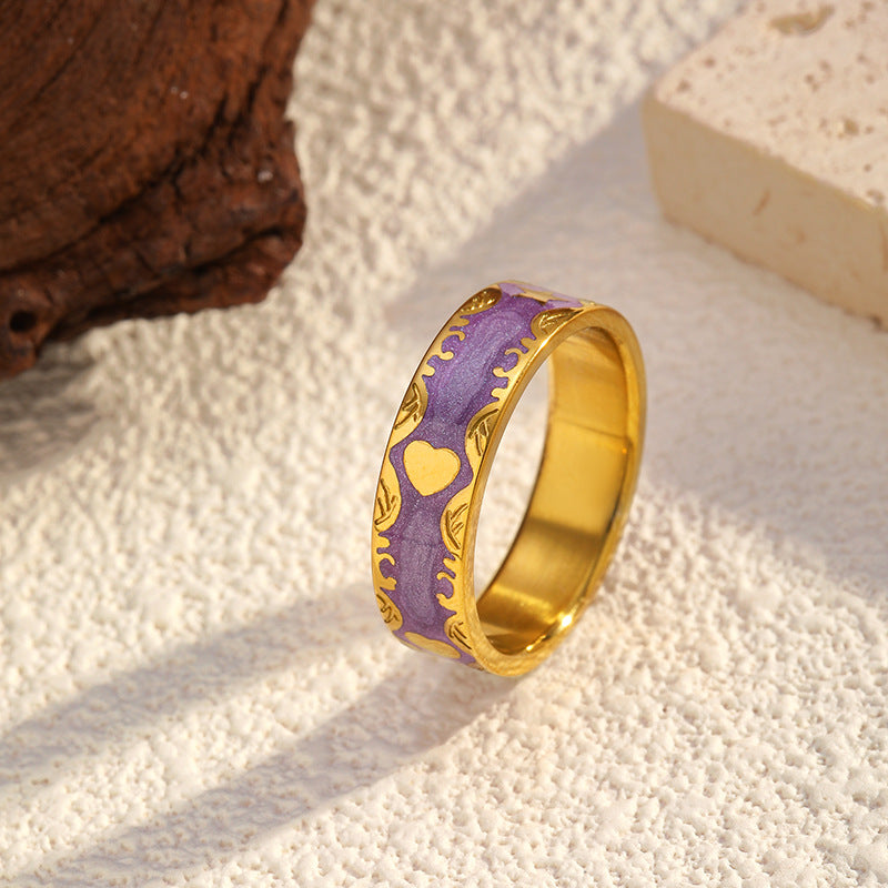 Wholesale retro court style heart-shaped stainless steel ring