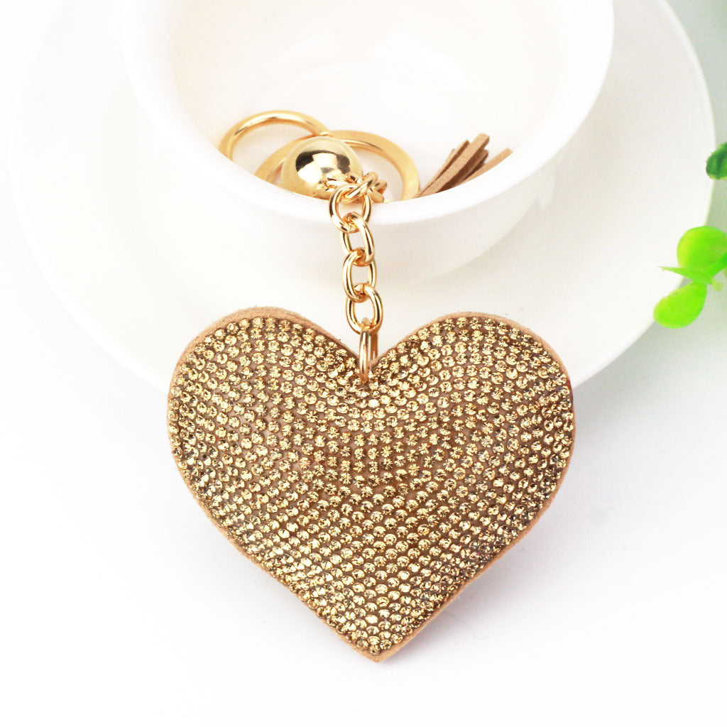 Wholesale 12pcs Heart Shape Hot Diamond Leather Keychain ACC-KC-DC001
