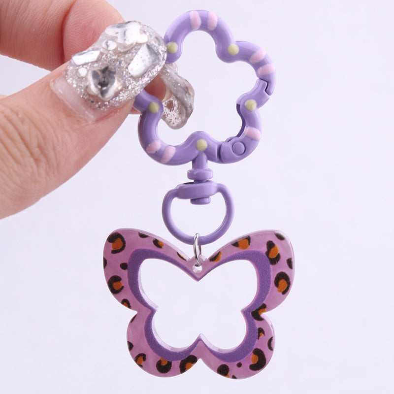 Wholesale Colorful Hollow Leopard Print Butterfly Acrylic Keychains ACC-KC-DA015