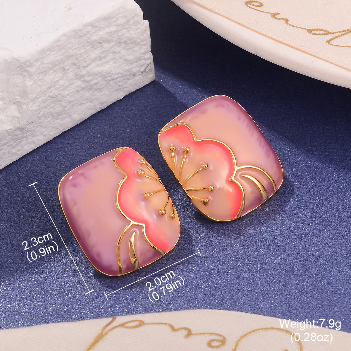 Wholesale Enameled Gradient Oil Drop Earrings