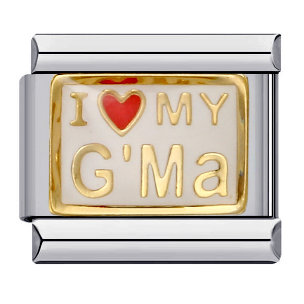 Wholesale Italian Charm Bracelet 9mm DIY Splicing Removable Gold Plated Oil Drop Cartoon Stainless Steel Composable Bracelet