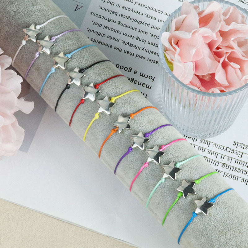 Wholesale Five-pointed Star Woven Hand Rope Color Adjustable Bracelet