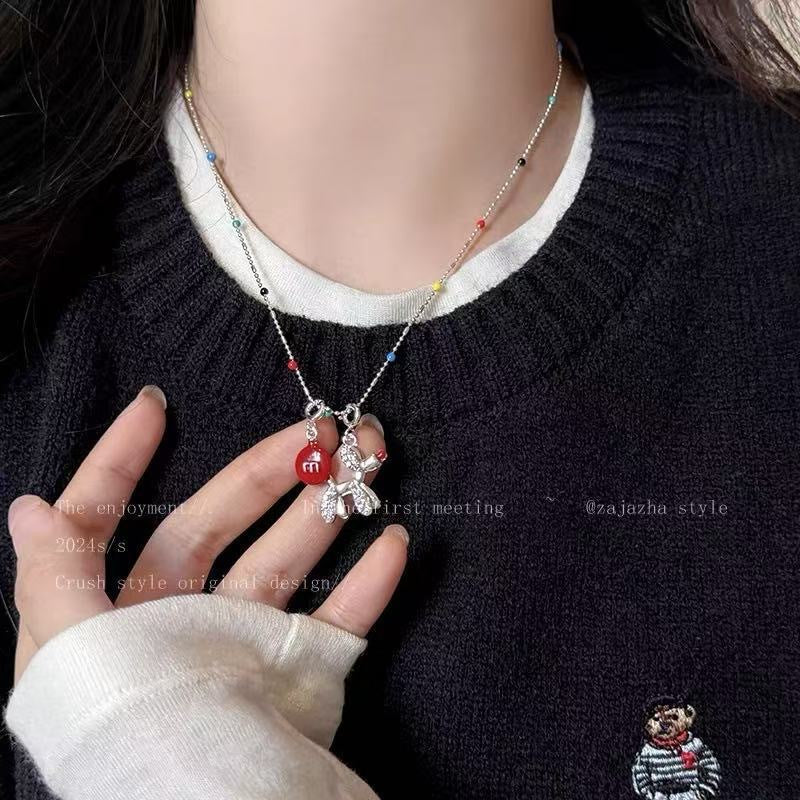 Wholesale Colorful Balloon Dog Necklace