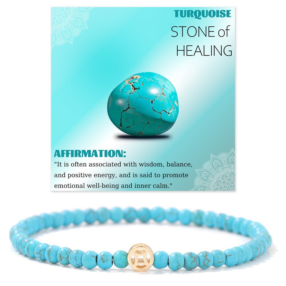 Wholesale Natural Crystal Bracelet 4mm Handmade Beaded Copper Bracelet