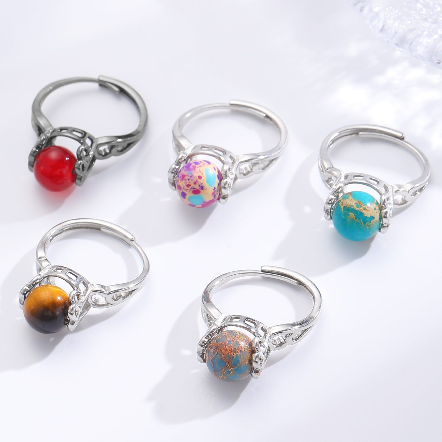 Wholesale Copper open-ended ring with natural stone