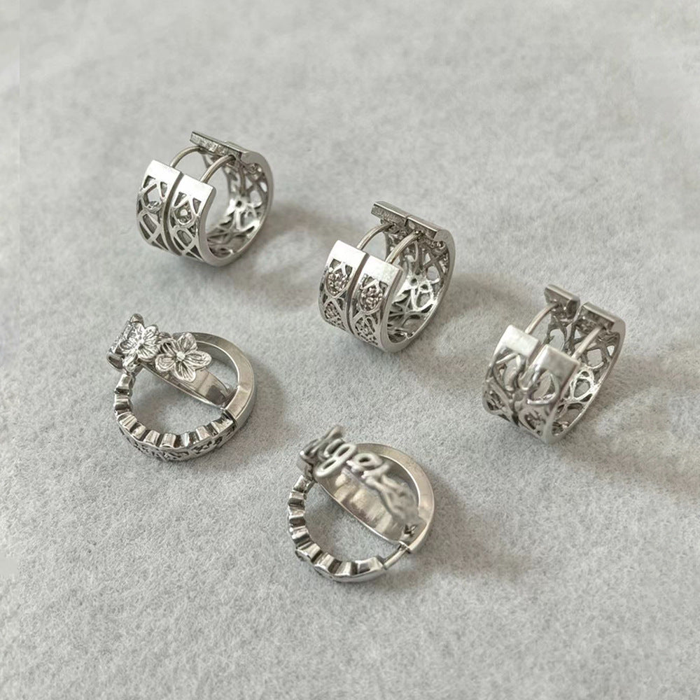 Wholesale Stainless Steel Geometric Open Ear Cuff - Hollow Design Earring Fashion Accessory for Party Boutique Resale