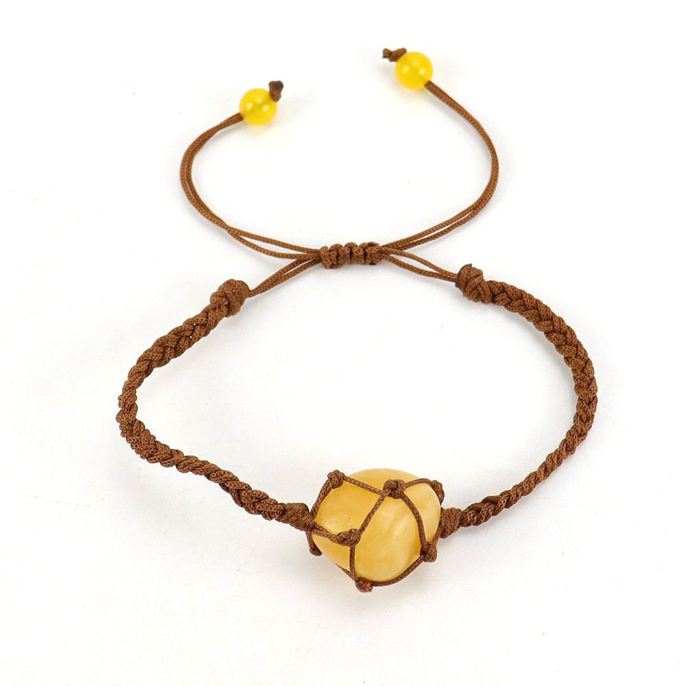 Wholesale Hand Woven Brown Jade Thread Crystal Amethyst Stone Net Pocket Bracelet ACC-BT-HanX003