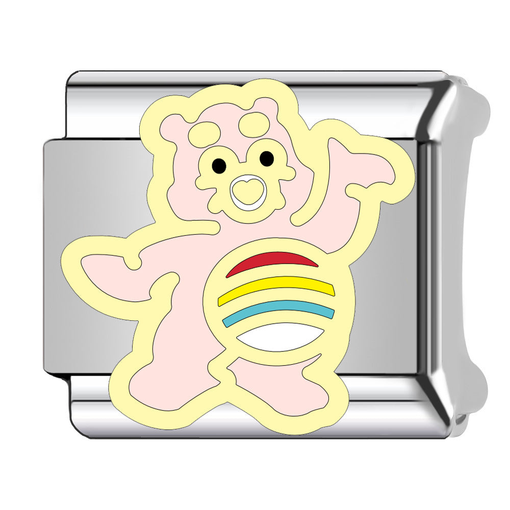 Wholesale Italian Charm Bracelet 9mm DIY Cartoon bear   Creative Stainless Steel Composable Bracelet