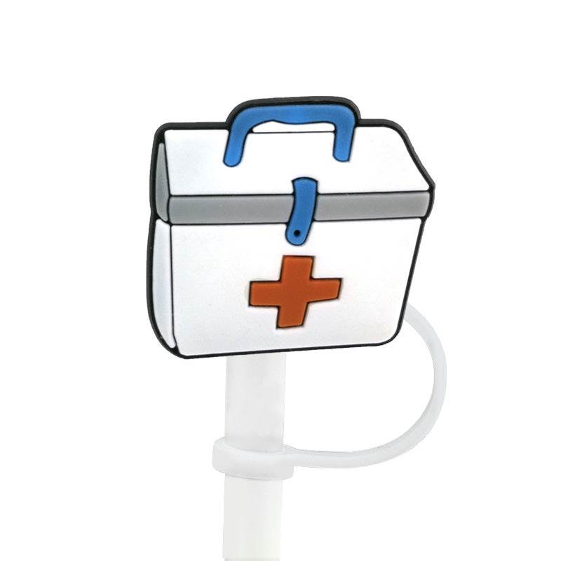 Wholesale 10pcs New Medical Dust Plug Cute Cartoon Straw Cover Straw Tube Cap ACC-SCR-YiBang003