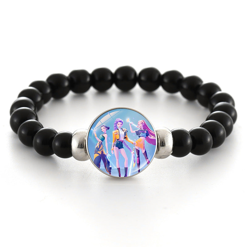 Wholesale kpop anime bracelet black beaded bracelet