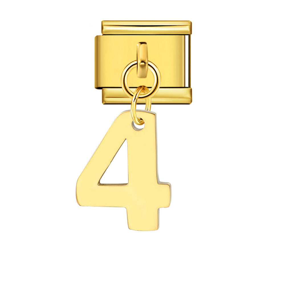 Bracciale fai da te con ciondolo con gancio in acciaio inossidabile a una cifra modulare italiano all'ingrosso