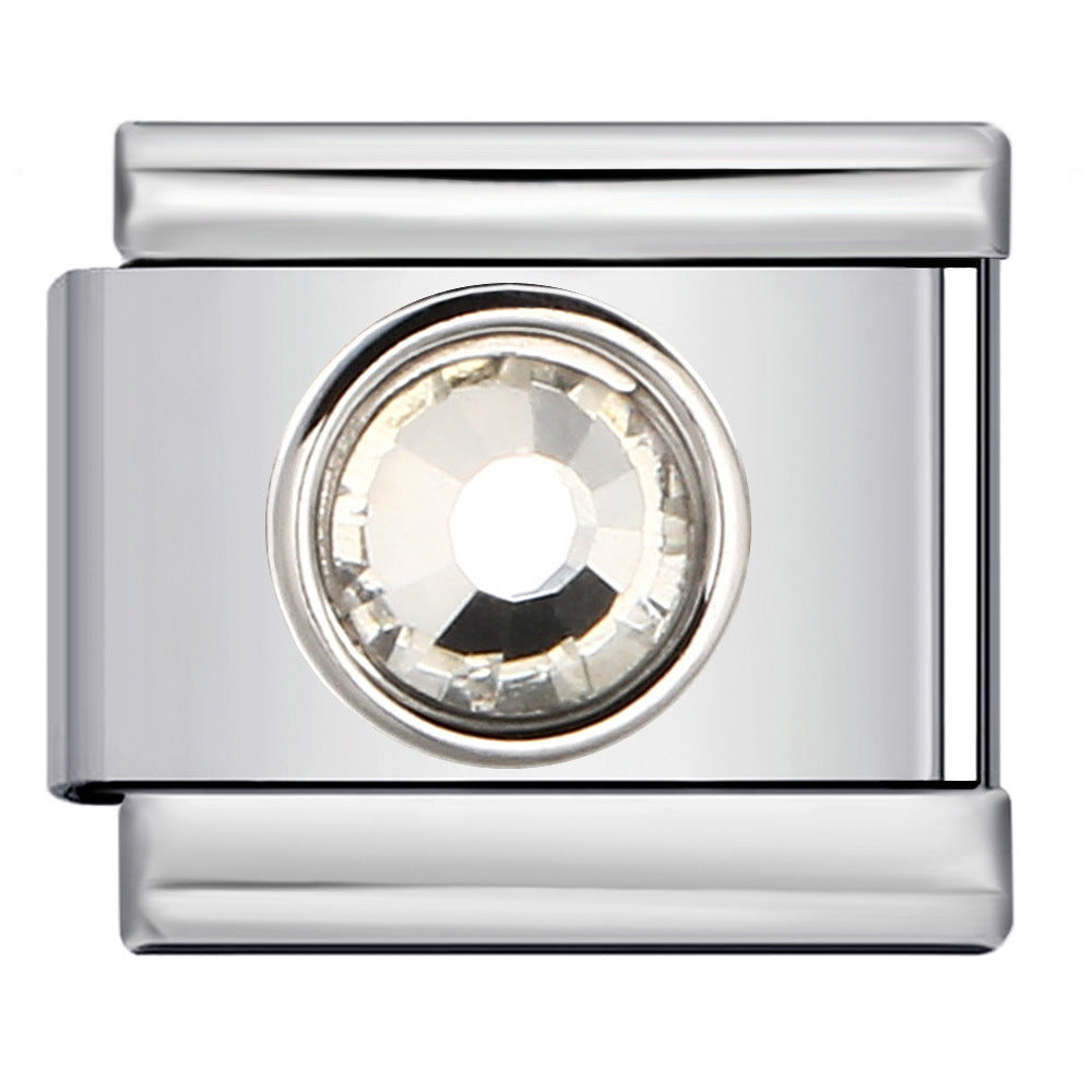 Wholesale Italian Charm Bracelet 9mm DIY Splicing Removable Circle Colored Stone Stainless Steel Composable Bracelet