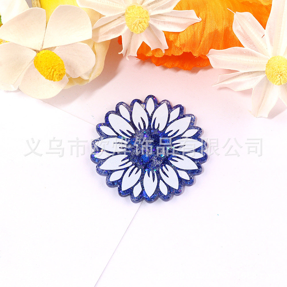 Wholesale 10PCS DIY Acrylic Loose Powder Flower Series Brooch Flatback