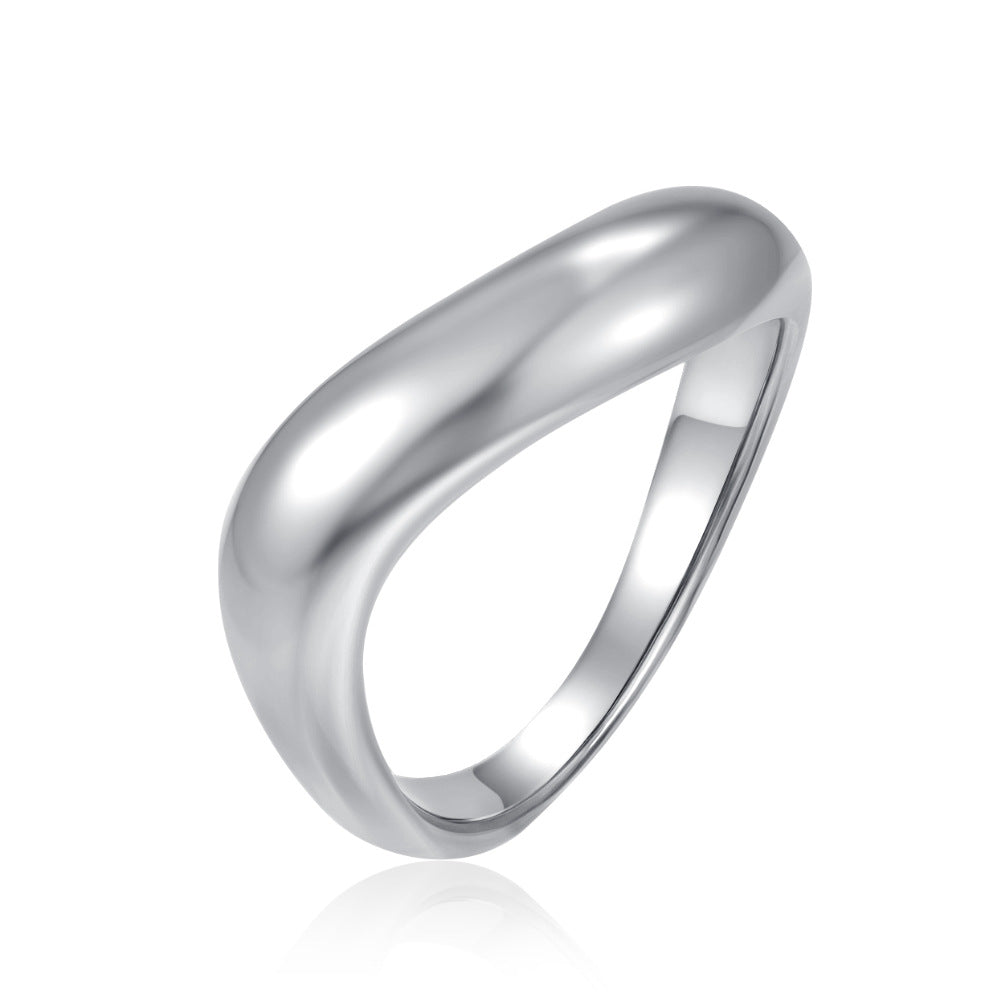 Wholesale Chic 18K Gold-Plated Stainless Steel Curved Pinky Ring - Fashion Accessory for Resale