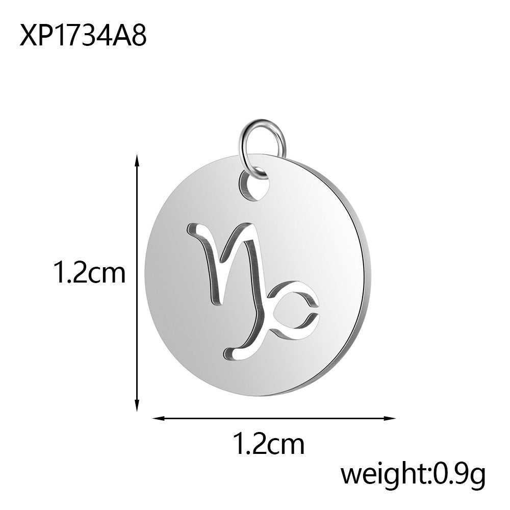 Wholesale Stainless steel 12 constellation hollow round card pendant