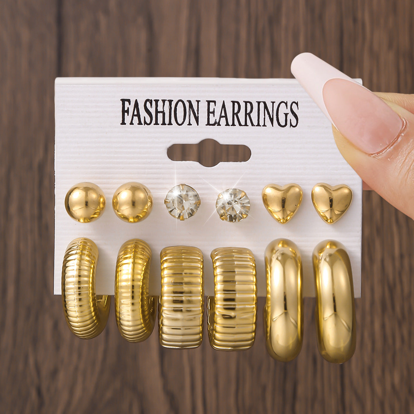 Wholesale 12Pcs Water Drop Earring Set With Studs Gold Plated Resin Fashion Jewelry Accessory For Women Gift And Boutique Resale
