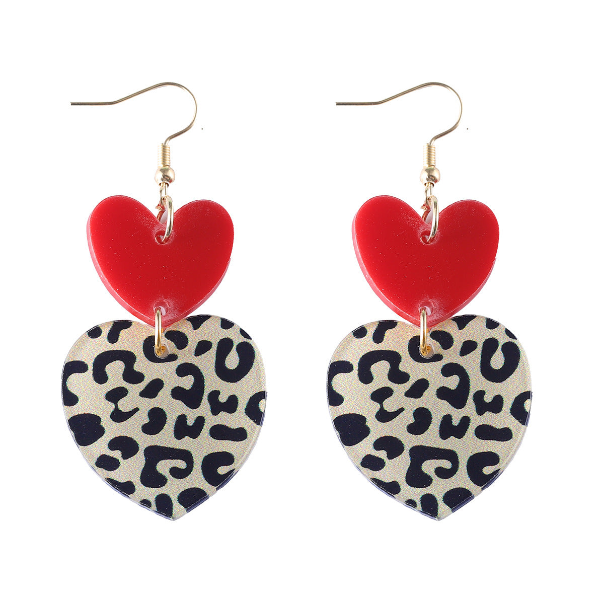 Wholesale Valentine's Day Love Leopard Print Stitching Pendant Earrings