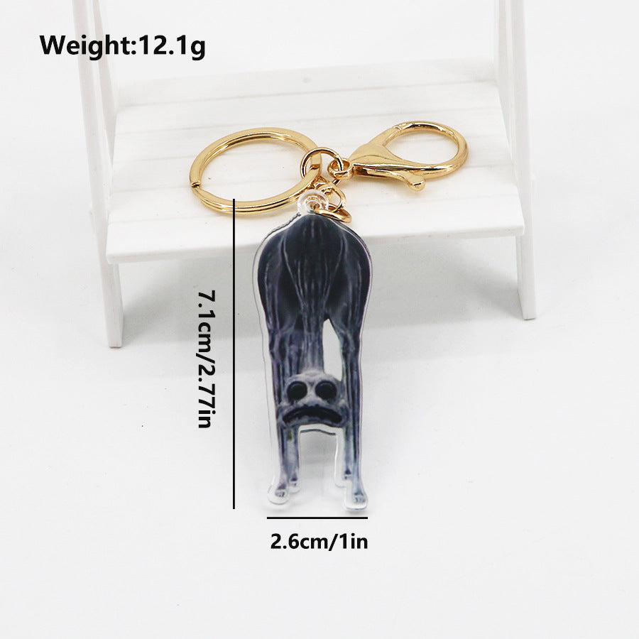 Wholesale Deformed Zoo Mutation Square Cat Acrylic Keychain ACC-KC-DouDou001