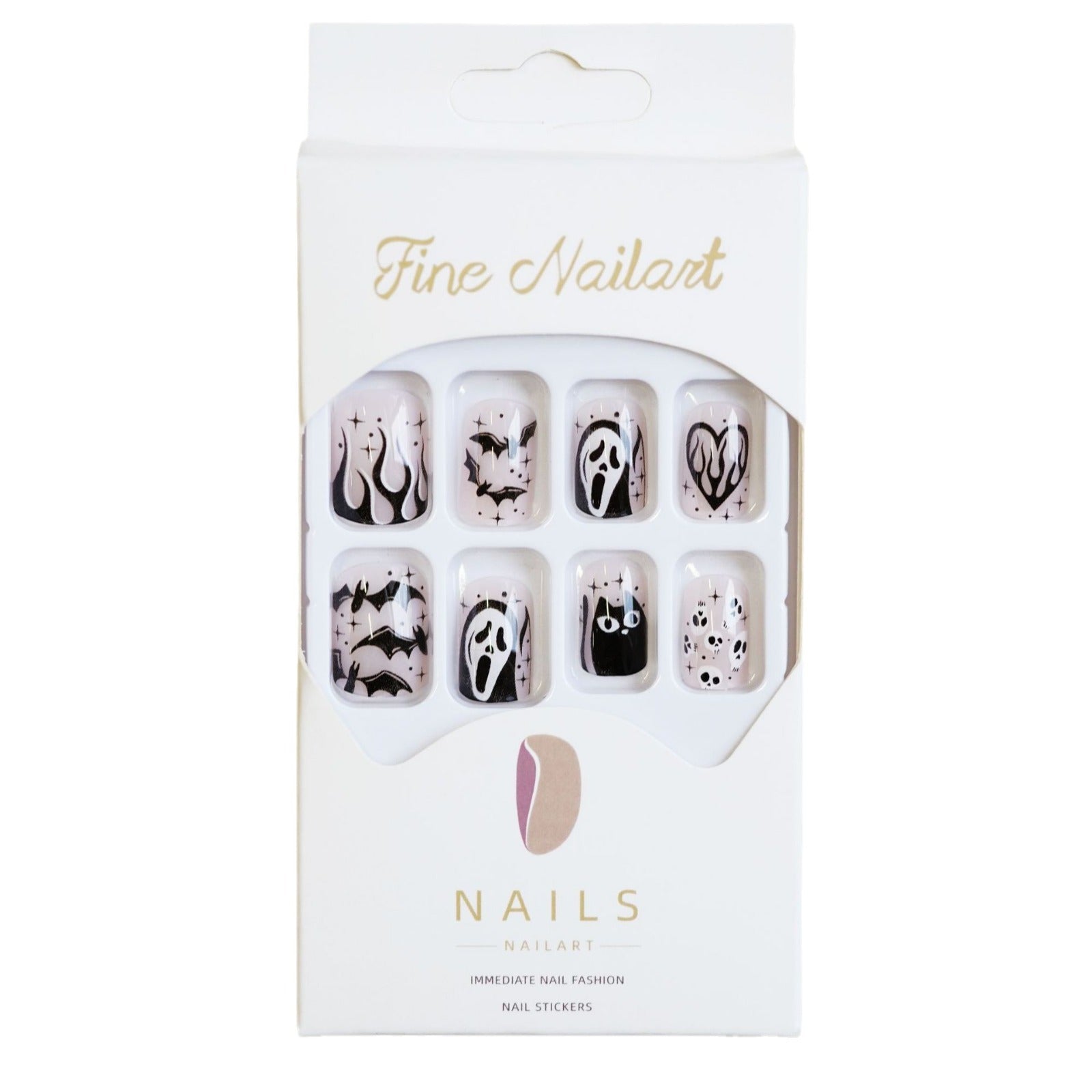 Wholesale 24 Pieces/ box  Ghost Black Cat Nails Kits Nail Stickers