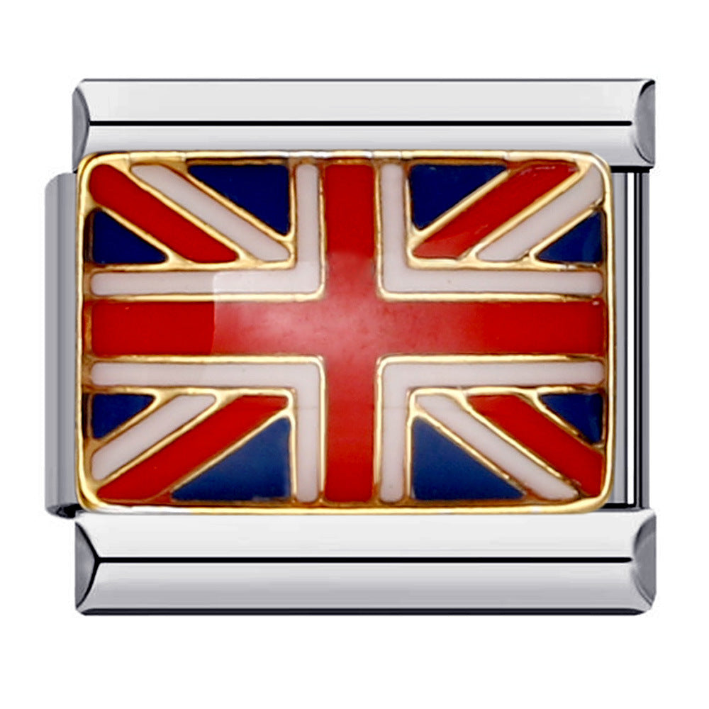 Wholesale Italian Charm Bracelet Flag Flag Stainless Steel Composable Bracelet