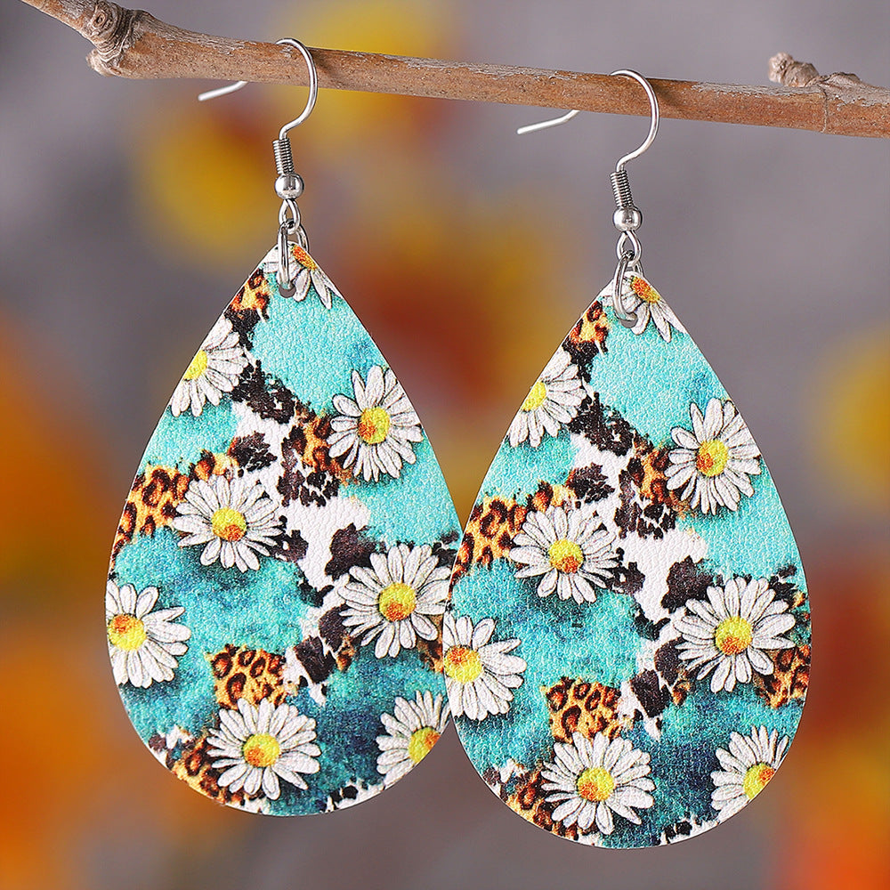 Wholesale Western Ethnic Style Cowboy Sunflower Water Drop Earrings ACC-ES-ChuLian140