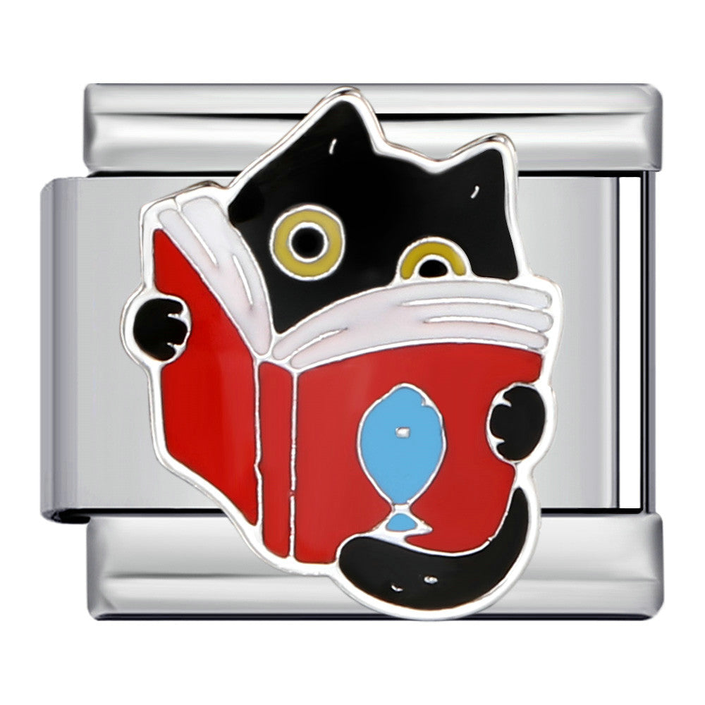 Wholesale titanium steel welding oil drop bracelet cartoon DIY Italian module Charms