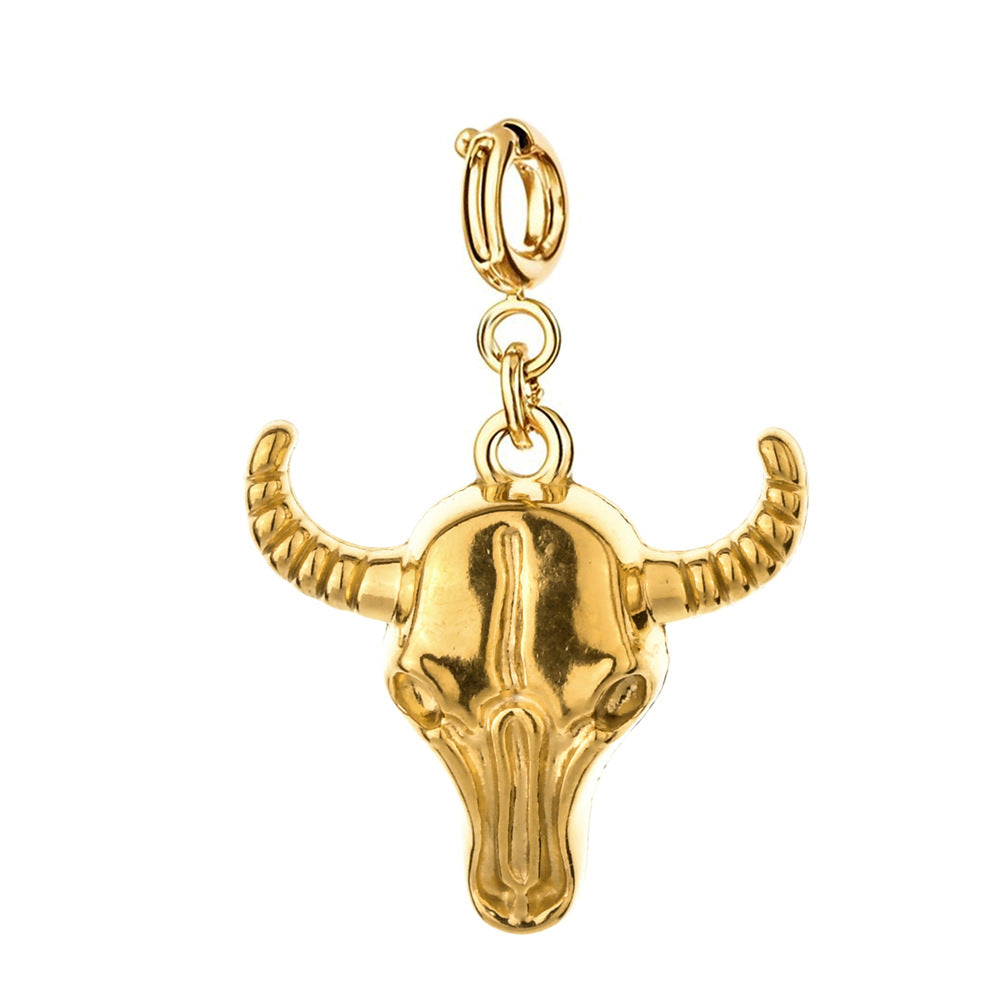 Wholesale  Stainless Steel Bull Head Horn Cross  Charms