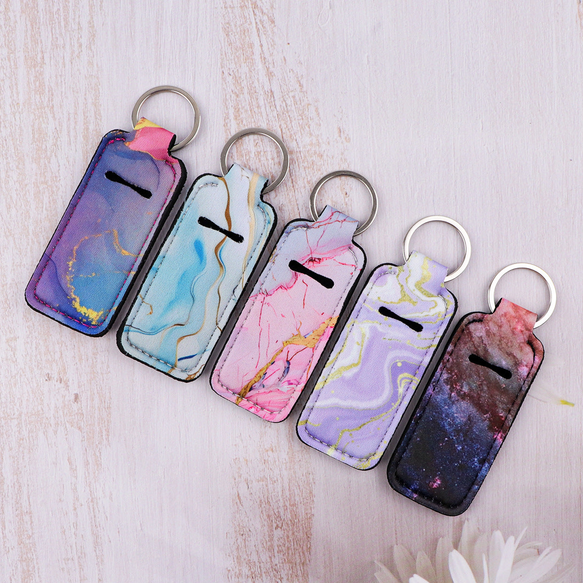 Wholesale 6pcs Marble Pattern Lipstick Set Keychain