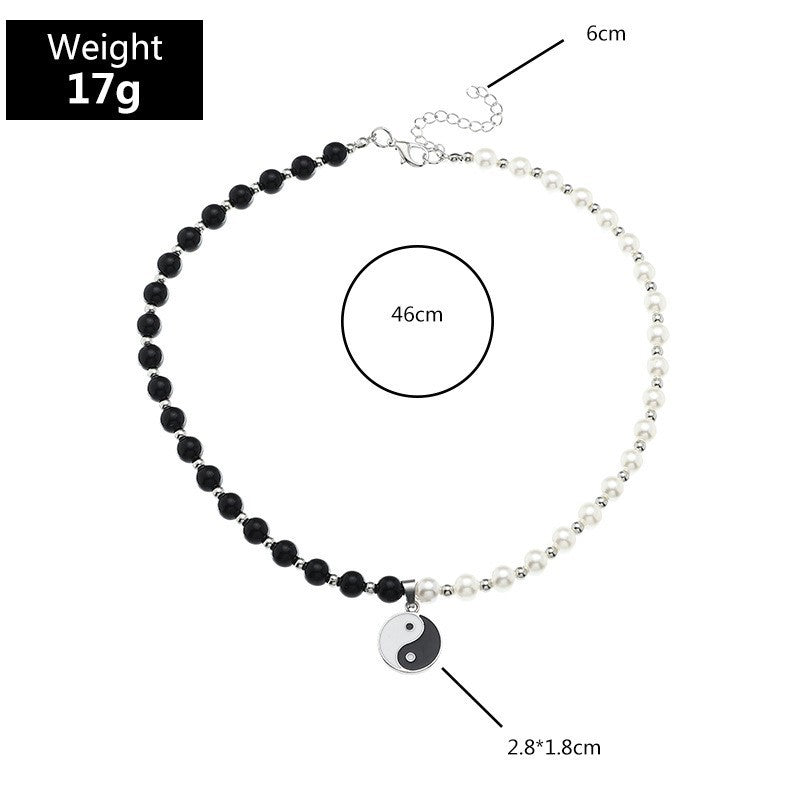 Wholesale gossip necklace black and white pearl ornaments necklace