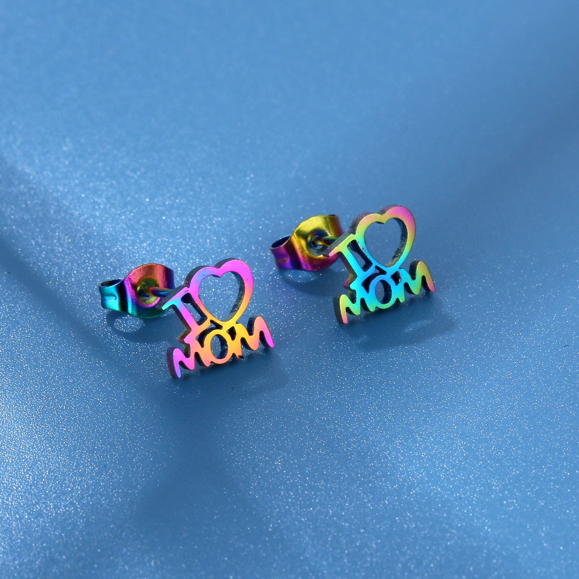 Wholesale Titanium Steel MOM Pendant Stainless Steel Earrings Necklace Set Mother's Day ACC-ES-MinM022