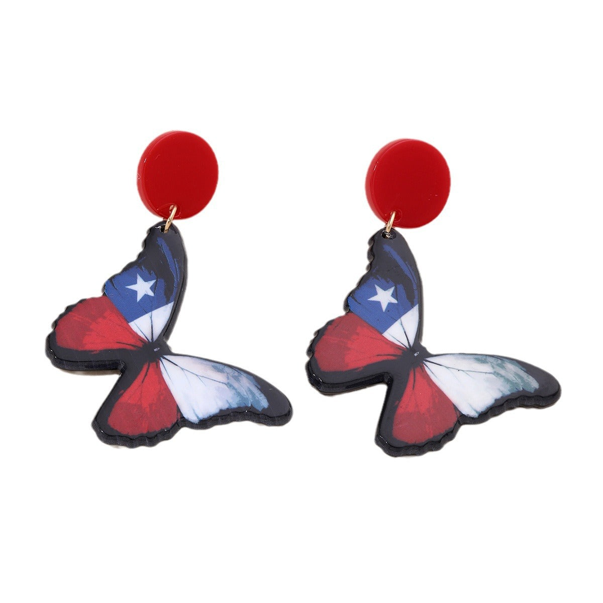 Wholesale US National Day Independence Day US Flag Butterfly Printing Acrylic Festival Earrings