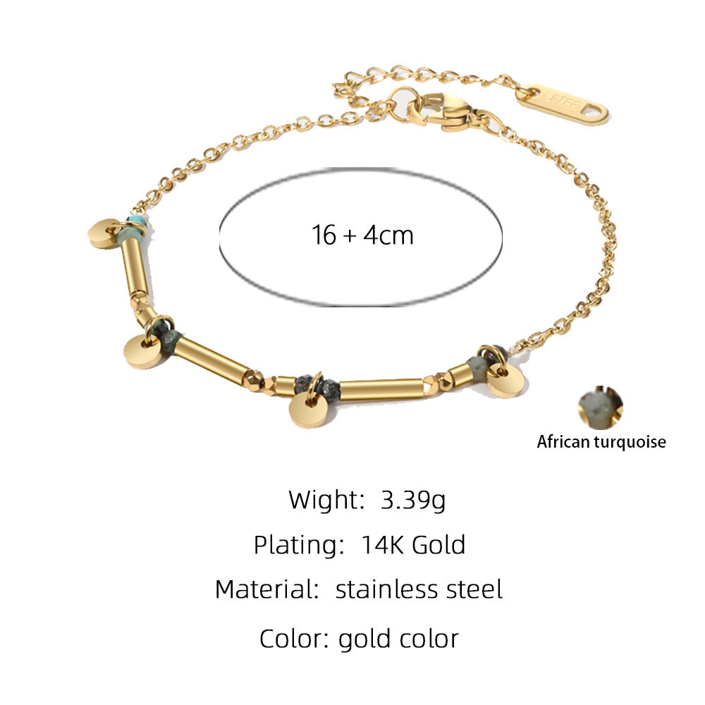 Wholesale French Retro Natural Stone Stainless Steel Beaded Stacking Bracelet Women S Everyday Jewelry Accessory For Boutique Resale