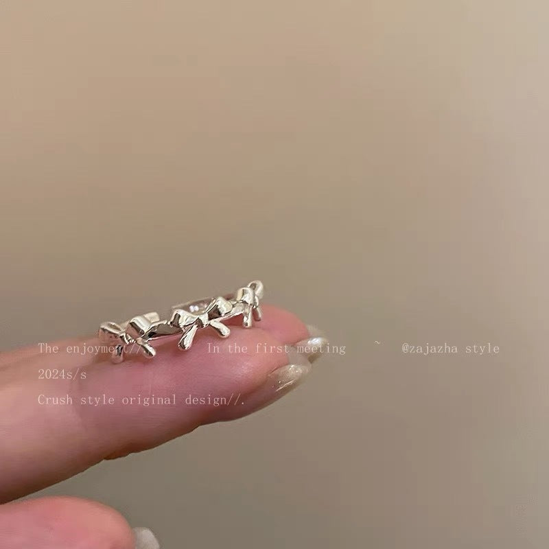 Wholesale silver Bow Line Ring  Light Luxury Ring