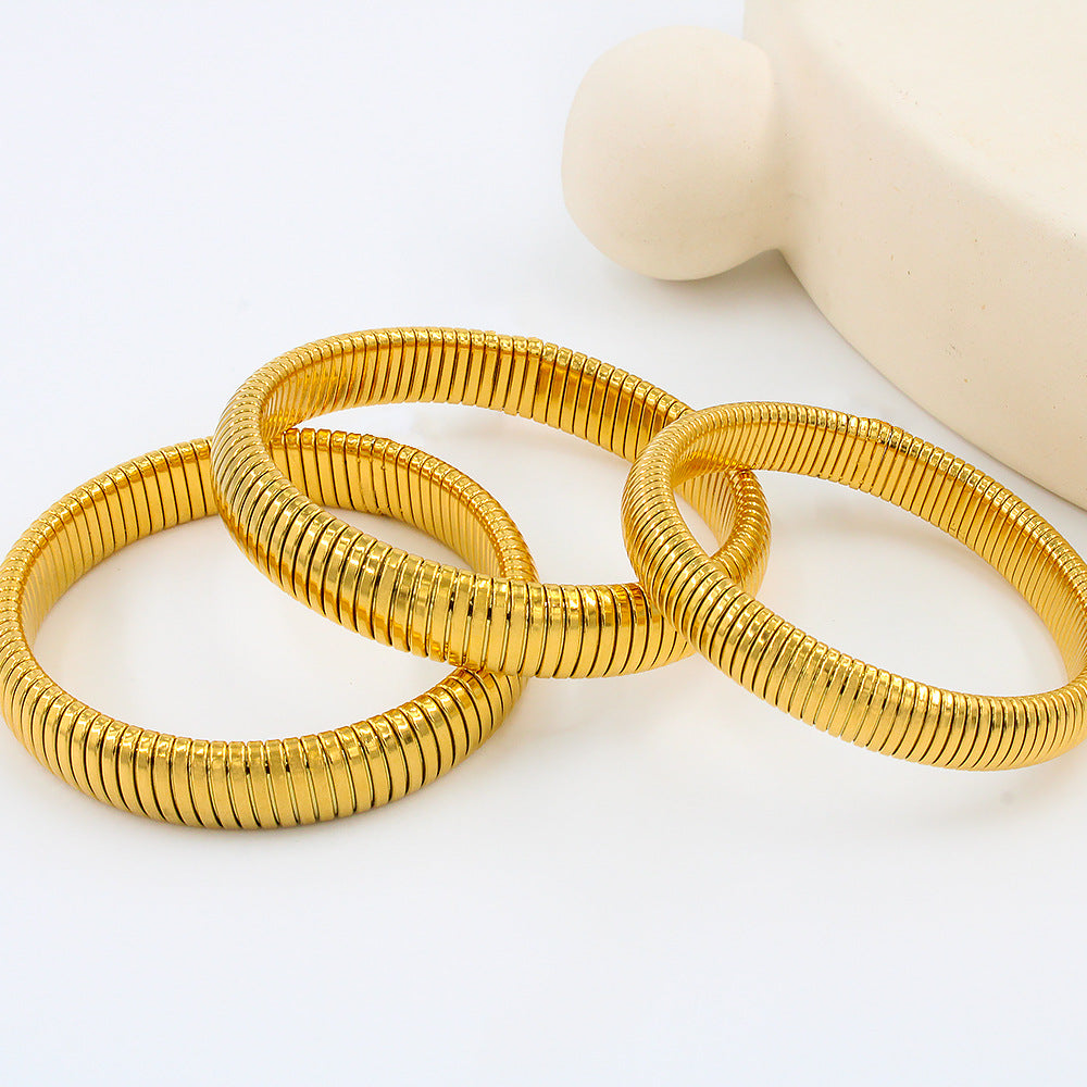Wholesale Elastic Bracelet Stainless Steel Bracelets 18K Gold Plated Bracelet ACC-BT-Yueshi006