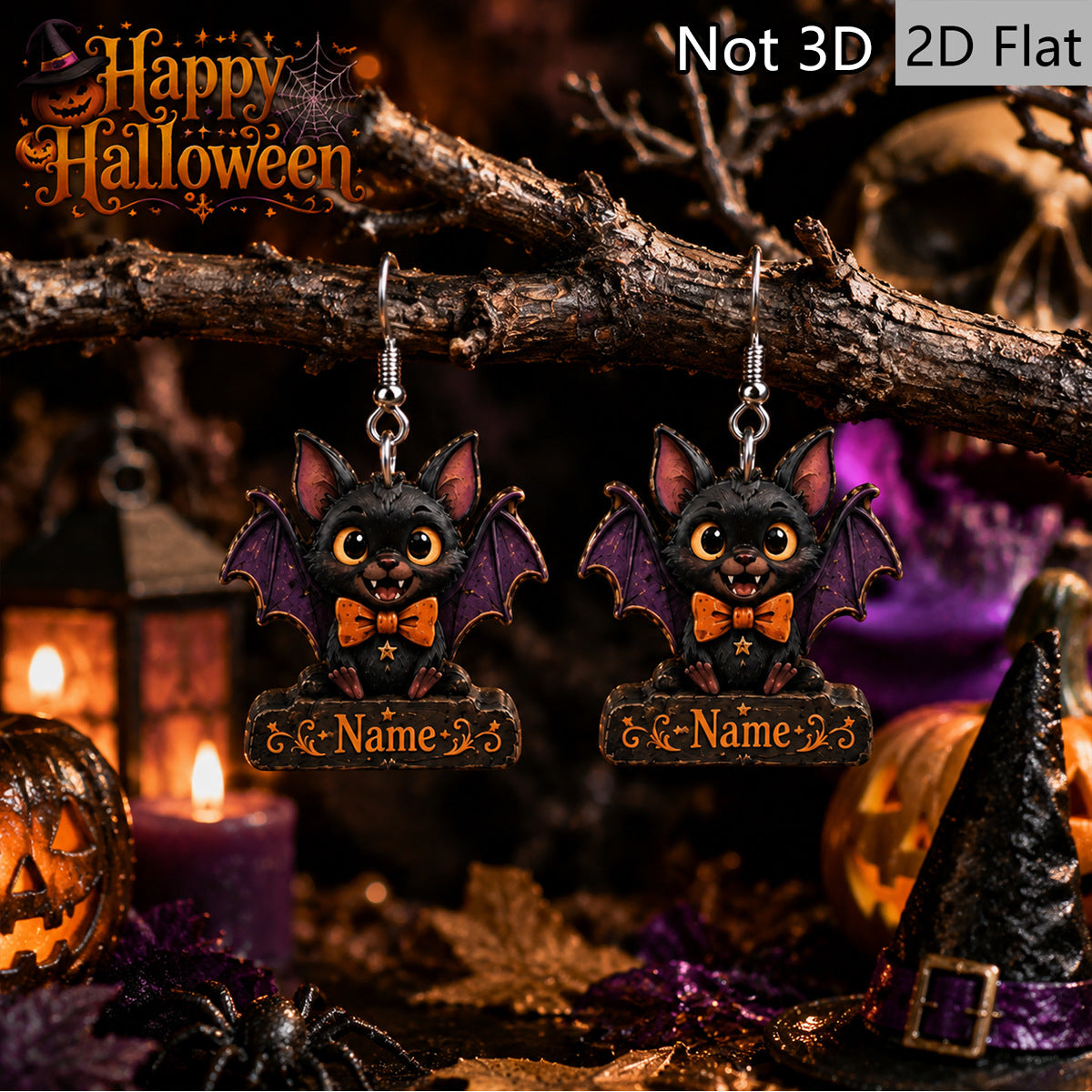 Wholesale  Wooden Bat Earrings Cartoon Purple Wing Retro Painted Party Earrings Fashion Jewelry Accessory Boutique Resale Gift