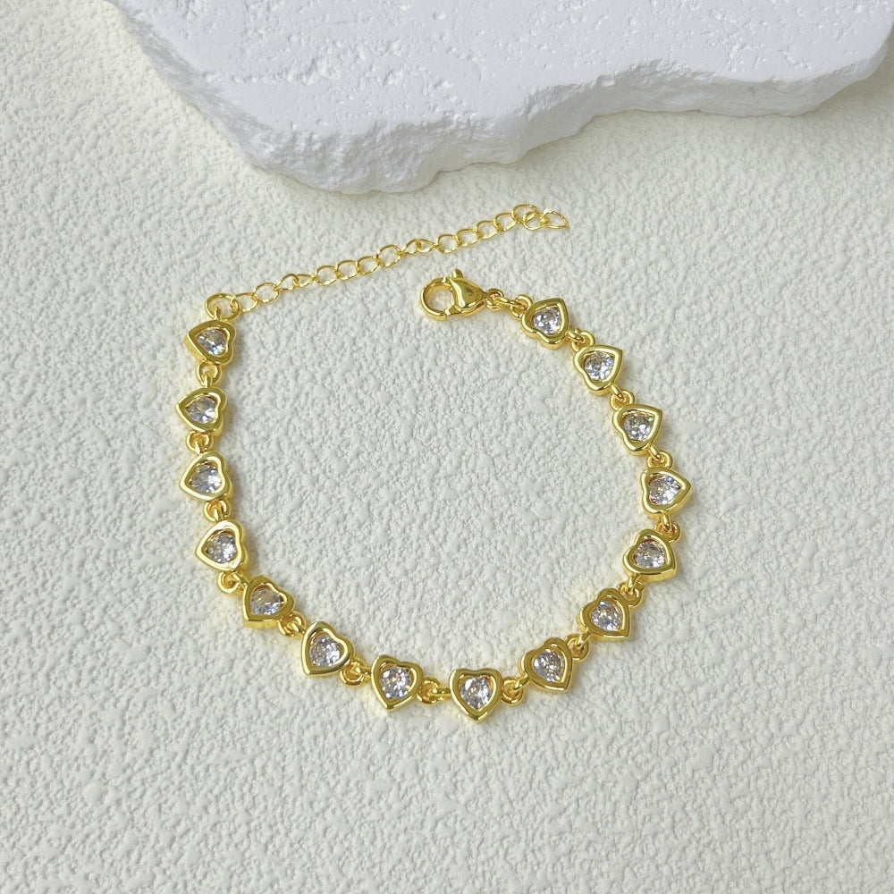 Wholesale  Plated 18K Flower Love Five-pointed Star Zircon Bracelet