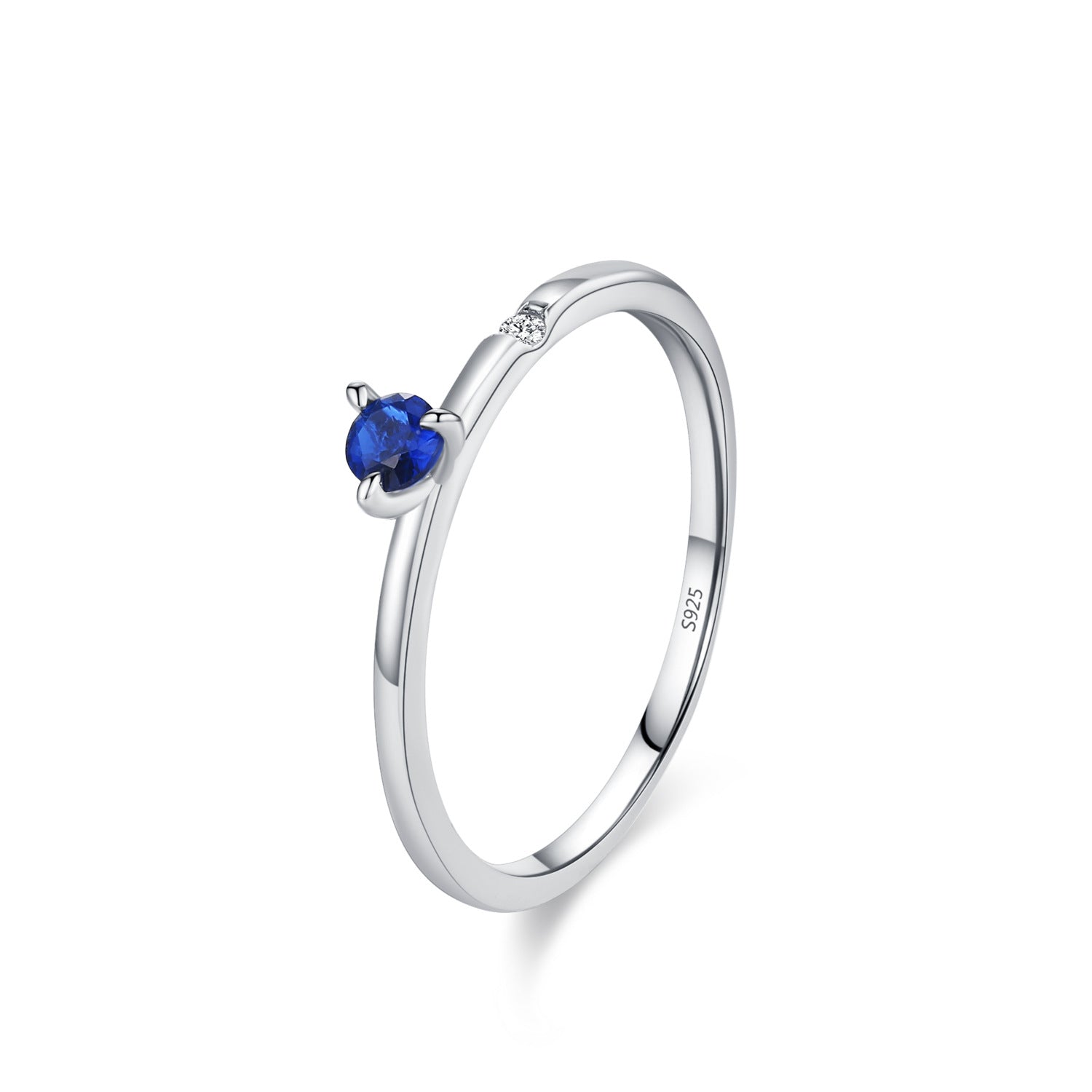 Wholesale S925 Sterling Silver  Simple Geometric Sapphire Zircon Ring