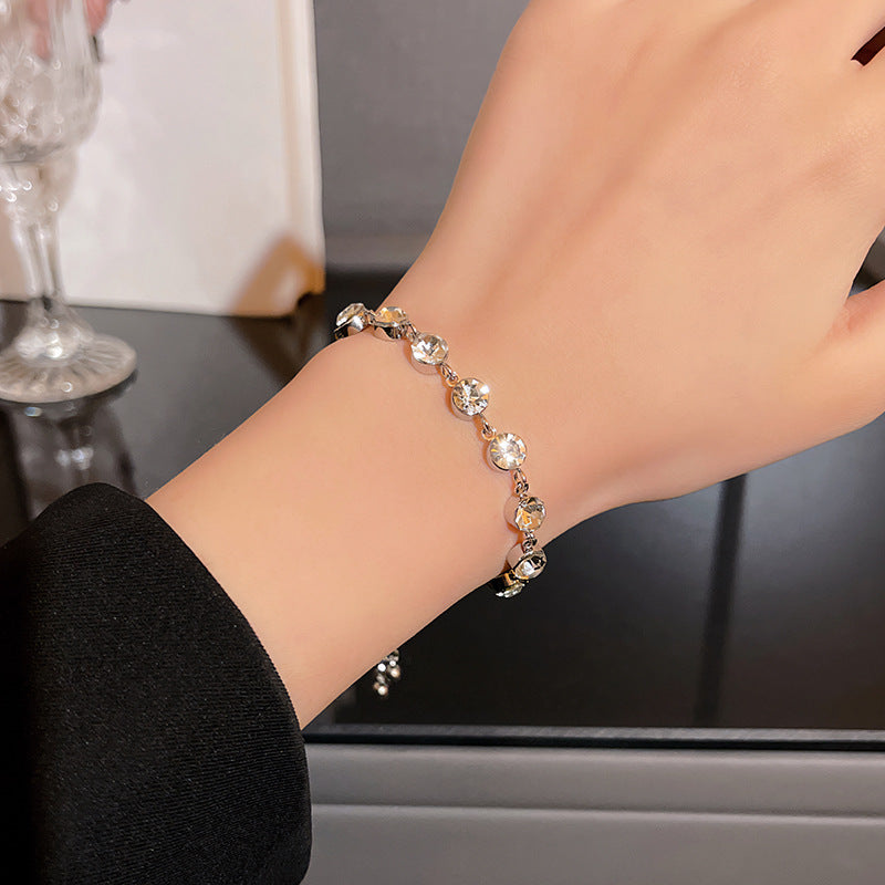 Wholesale sparkling diamond silver bracelet pull-out alloy bracelet ACC-BT-Sengw004