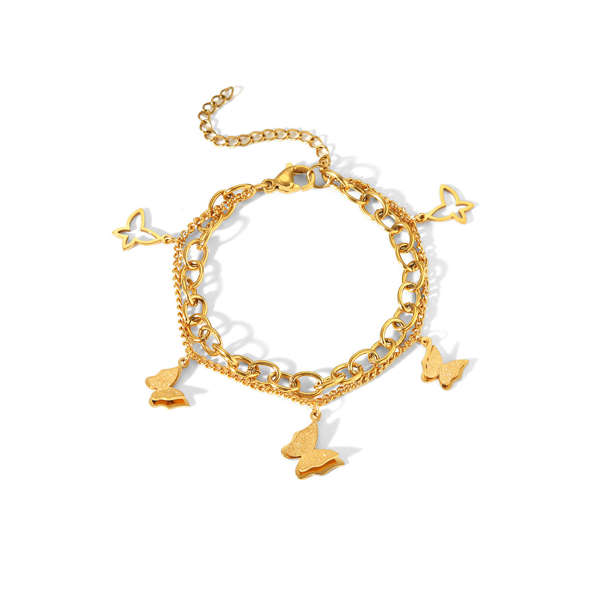 Wholesale 18k Gold Stainless Steel Double Layer Stacked Wear Bracelet