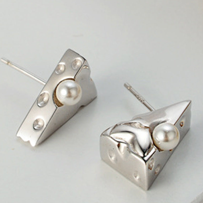 Wholesale Simple S925 Sterling Silver Inlaid Shell Pearl Cheese Earrings ACC-ES-YWE008