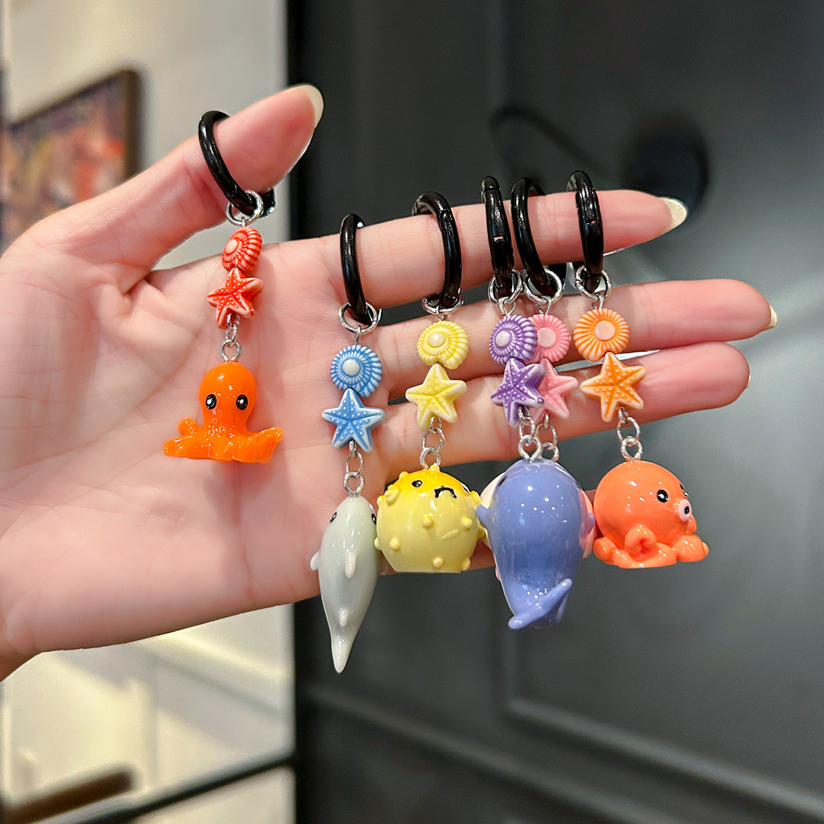 Wholesale Cute Marine Small Animal Mobile Phone Lanyard Resin Keychain