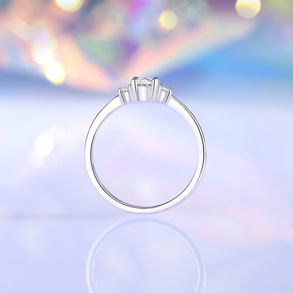 Wholesale 30 carat moissanite four claw light luxury silver ring