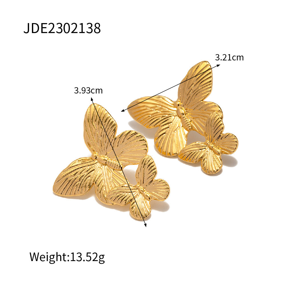Wholesale Vintage Gold Sand Butterfly Bracelet Ring Necklace Set ACC-ES-WanXing002