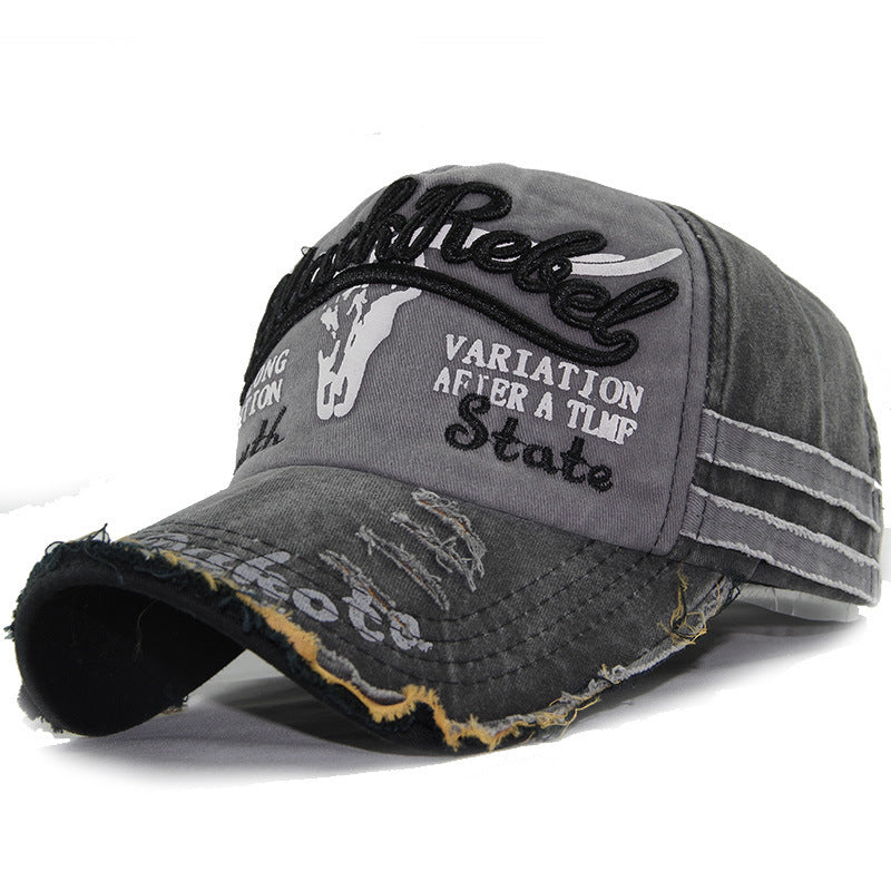 Wholesale Distressed Bull Head Baseball Cap Washed Frayed Brim Sun Hat Unisex Trendy Fashion Accessory Gift