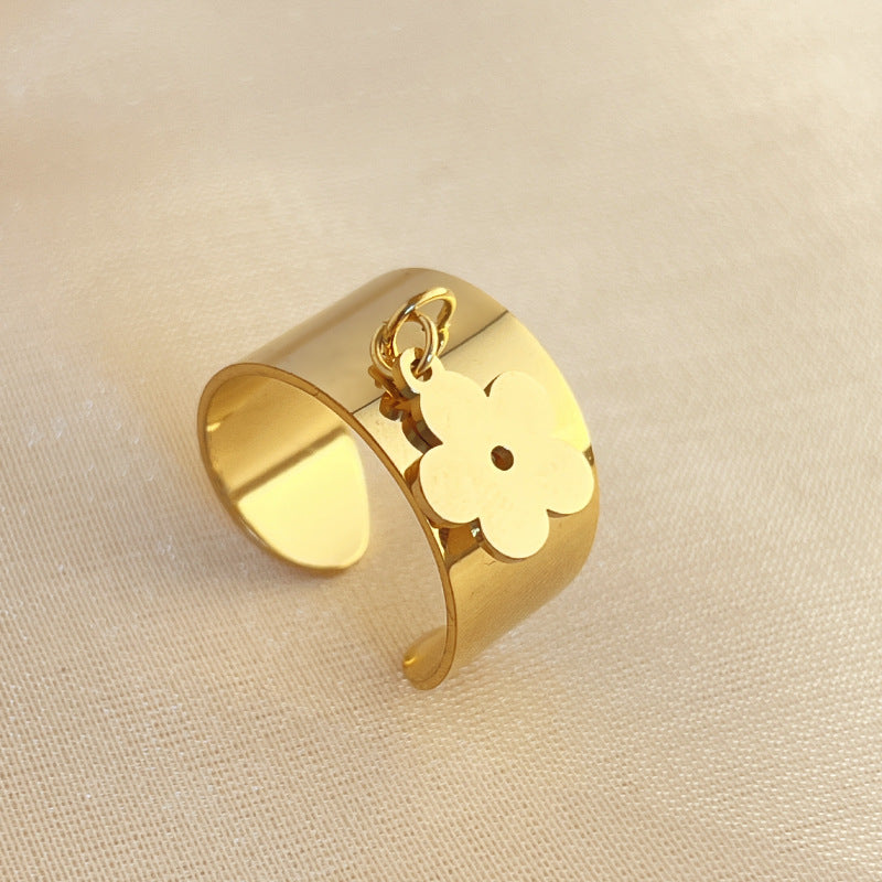Wholesale French retro palace style stainless steel flower ring