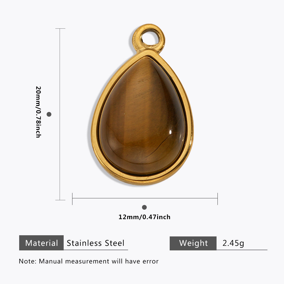 Wholesale Stainless Steel Maillard Tiger Eye Pendant